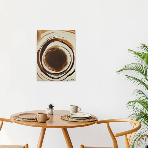 Aromatic Ripples No1 - Canvas - The product is placed in a minimalist ambiance with a set table and plants - Cafetitude Wall Art Aromatic Ripples No1 - Canvas - The product is placed in a minimalist ambiance with a set table and plants - Cafetitude Wall Art