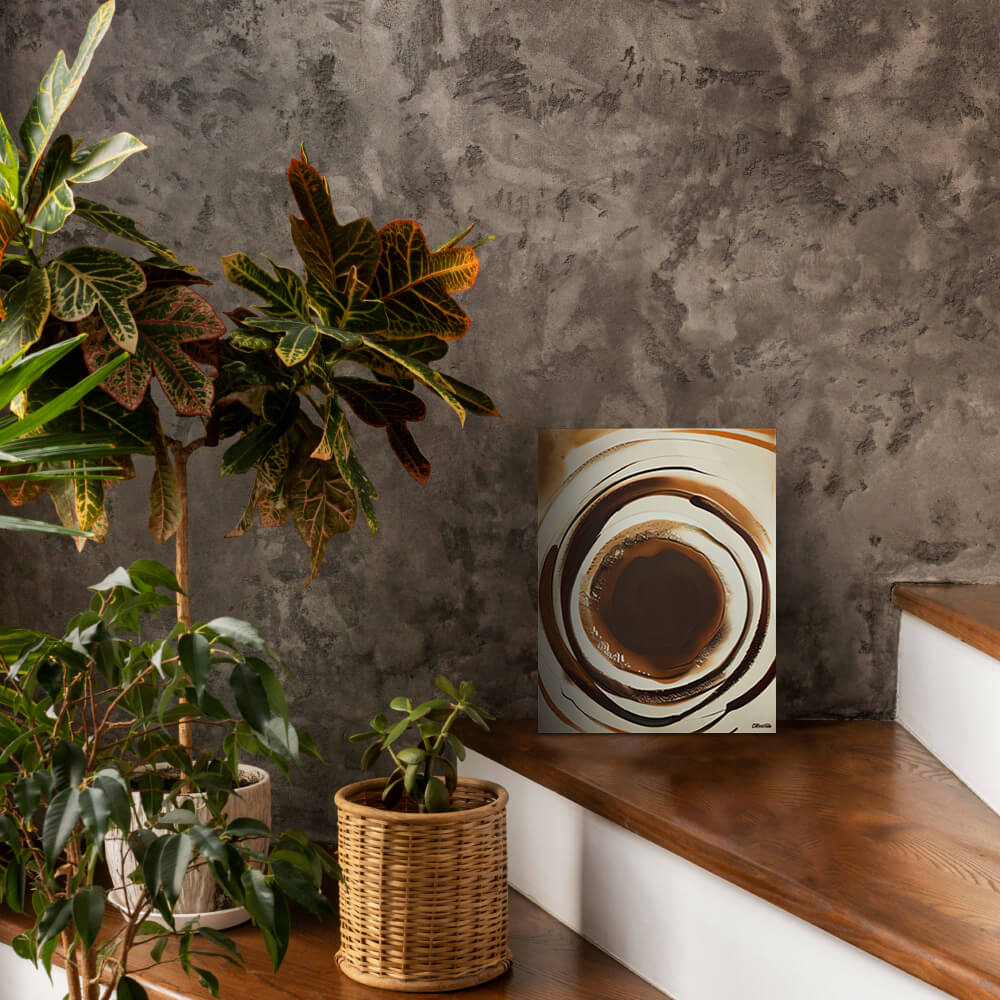 Aromatic Ripples No1 - Metal prints - The product is placed in a stair scene decorated with plants - Cafetitude Wall Art Aromatic Ripples No1 - Metal prints - The product is placed in a stair scene decorated with plants - Cafetitude Wall Art