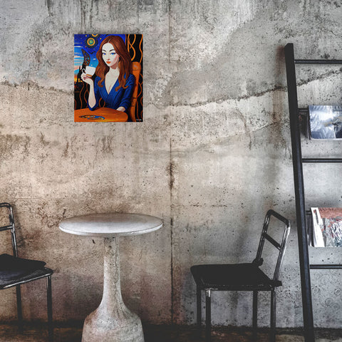 Caffeinated Beauty - Metal prints - The product is placed in a industrial-style coffee shop ambiance with a set table - Cafetitude Wall Art Caffeinated Beauty - Metal prints - The product is placed in a industrial-style coffee shop ambiance with a set table - Cafetitude Wall Art