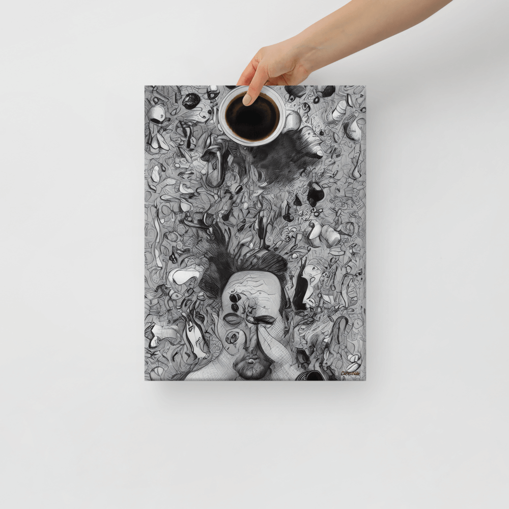 Chaos Before Coffee - Canvas - The product is being held by hand - Cafetitude Wall Art Chaos Before Coffee - Canvas - The product is being held by hand - Cafetitude Wall Art