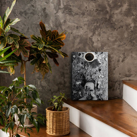 Chaos Before Coffee - Canvas - The product is placed in a stair scene decorated with plants - Cafetitude Wall Art Chaos Before Coffee - Canvas - The product is placed in a stair scene decorated with plants - Cafetitude Wall Art