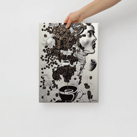 Espresso Inspiration - Canvas - The product is being held by hand - Cafetitude Wall Art Espresso Inspiration - Canvas - The product is being held by hand - Cafetitude Wall Art