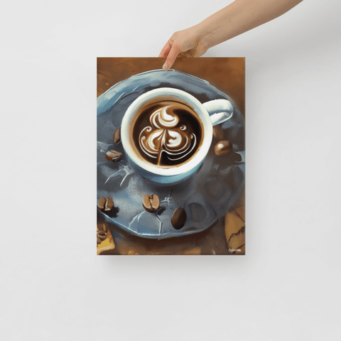 Painterly Coffee - Canvas - The product is being held by hand - Cafetitude Wall Art Painterly Coffee - Canvas - The product is being held by hand - Cafetitude Wall Art