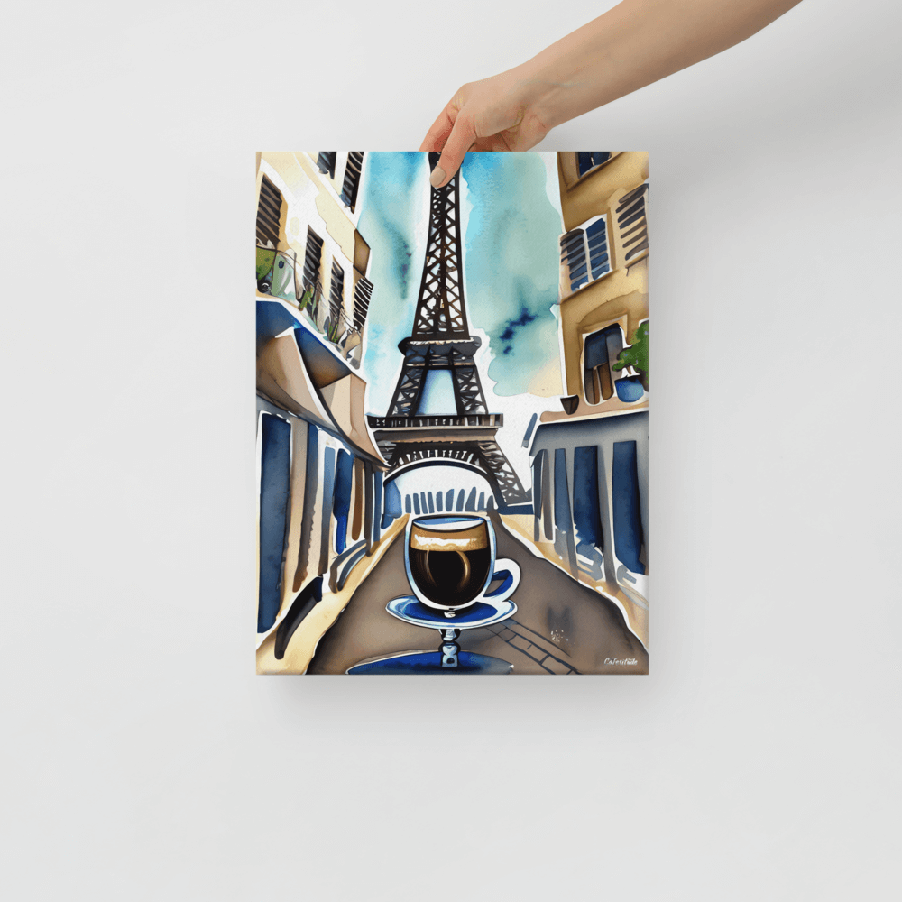Parisian Brew - Canvas - The product is being held by hand - Cafetitude Wall Art Parisian Brew - Canvas - The product is being held by hand - Cafetitude Wall Art