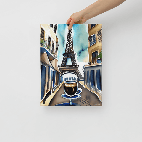Parisian Brew - Canvas - The product is being held by hand - Cafetitude Wall Art Parisian Brew - Canvas - The product is being held by hand - Cafetitude Wall Art