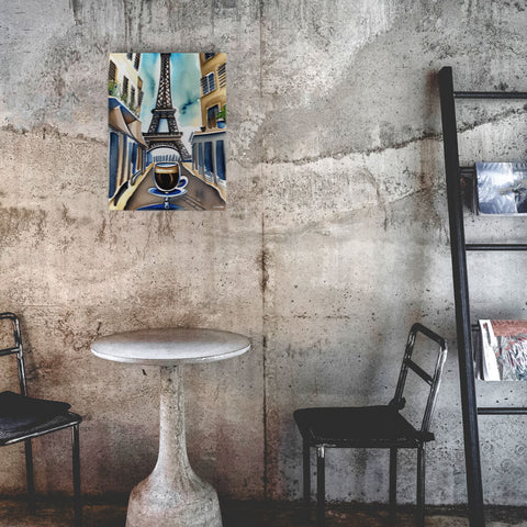 Parisian Brew - Canvas - The product is placed in a industrial-style coffee shop ambiance with a set table - Cafetitude Wall Art Parisian Brew - Canvas - The product is placed in a industrial-style coffee shop ambiance with a set table - Cafetitude Wall Art