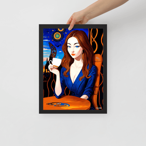 Caffeinated Beauty - Framed Poster - The product is being held by hand - Cafetitude Wall Art